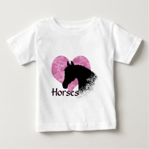 Camiseta De Bebé Caballo de Corazón (camo rosa)
