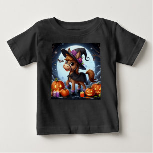 Camiseta De Bebé Caballo de Halloween/Caída, bate y calabazas