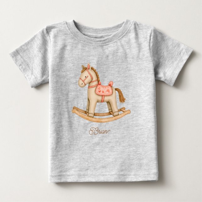 Camiseta De Bebé Caballo de Madera para Jugar (Anverso)