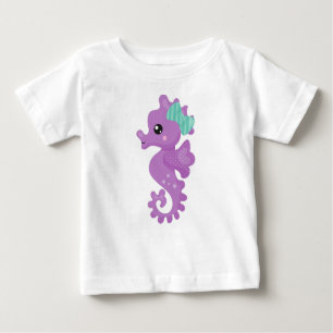 Camiseta De Bebé Caballo de mar, caballito de mar morado, estrellas