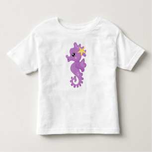Camiseta De Bebé Caballo de mar, caballito de mar morado, pez estel