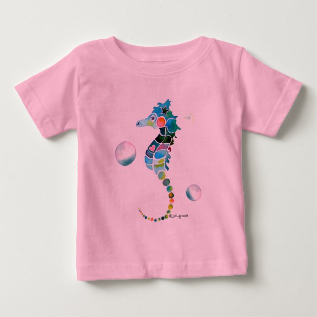 Camiseta De Bebé Caballo de mar con las burbujas (Anverso)