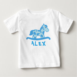 Camiseta De Bebé Caballo de Rocas Azules Cute Nombre Niño