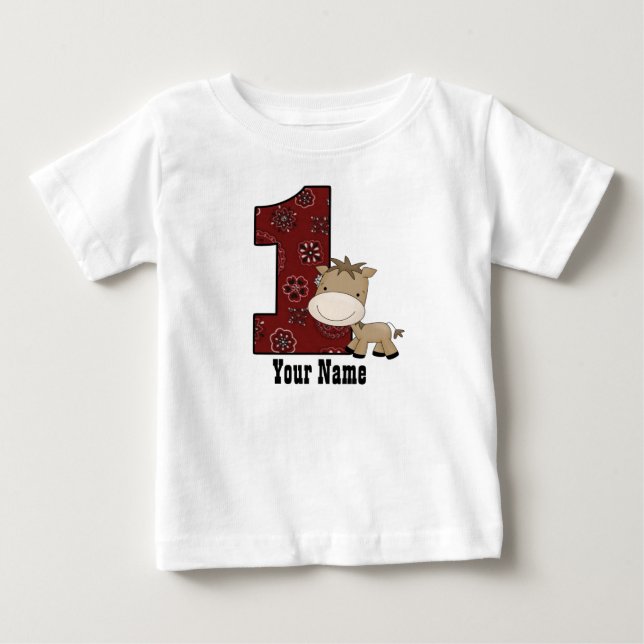 Camiseta De Bebé Caballo de Vaquero de Primer Cumpleaños (Anverso)