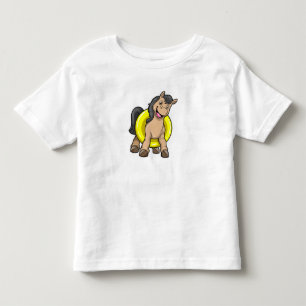 Camiseta De Bebé Caballo en la playa con flotador
