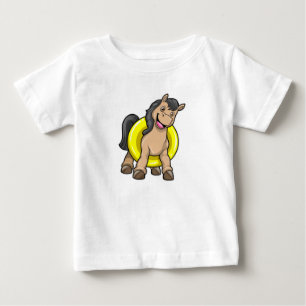 Camiseta De Bebé Caballo en la playa con flotador