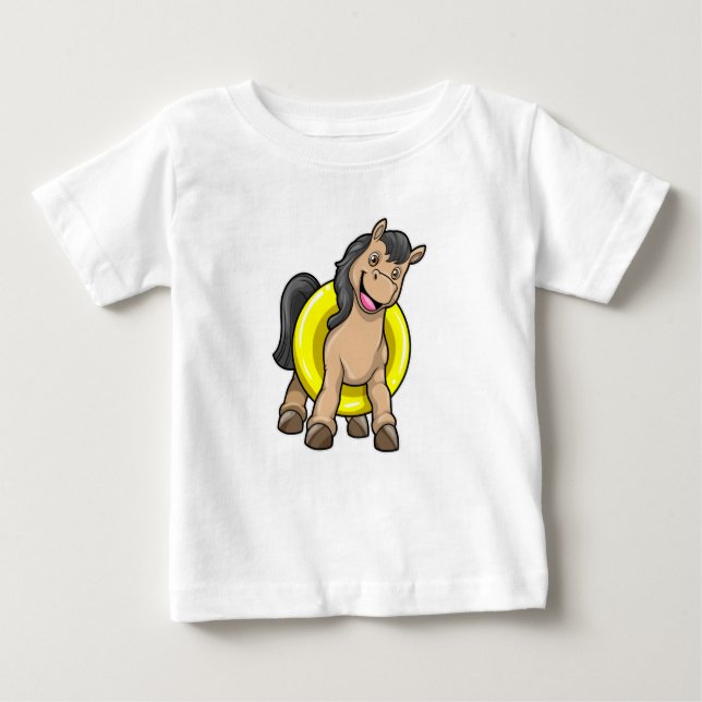 Camiseta De Bebé Caballo en la playa con flotador (Anverso)