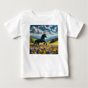 Camiseta De Bebé Caballo floral/resorte/semental