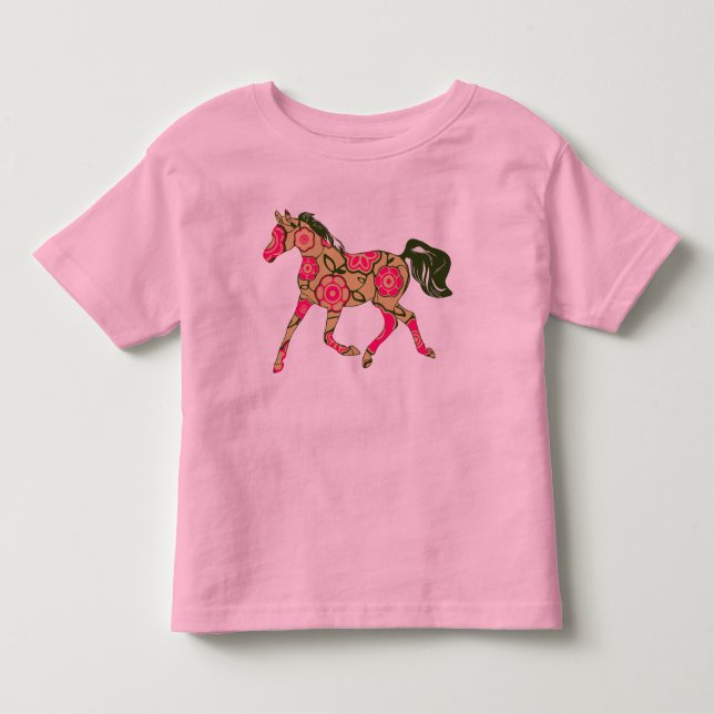 Camiseta De Bebé Caballo Floral Toddler Ringer T-Shirt (Anverso)