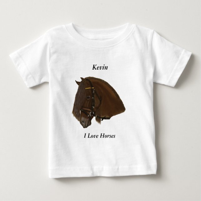Camiseta De Bebé Caballo Friesiano Marrón Borrador (Anverso)