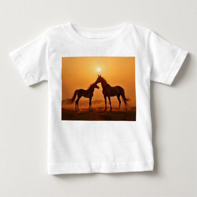 Camiseta De Bebé Caballo madre y cría (Anverso)