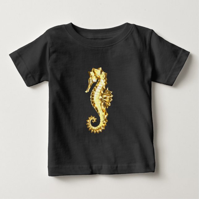 Camiseta De Bebé Caballo marino polígono de oro (Anverso)