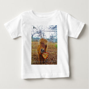 Camiseta De Bebé Caballo marrón en miniatura del corazón de San Val