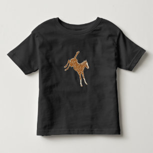 Camiseta De Bebé Caballo marrón pequeño - sobre salmón rosado.