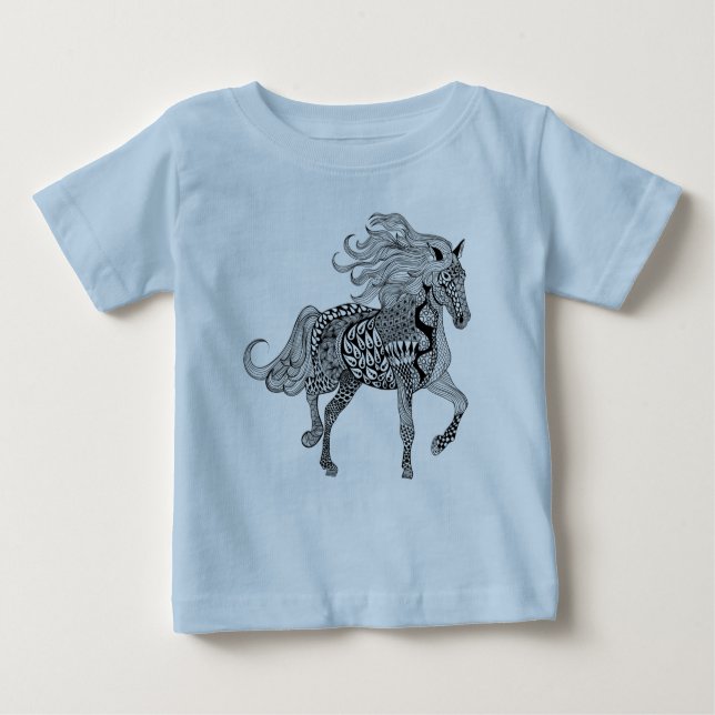 Camiseta De Bebé Caballo negro inspirado (Anverso)