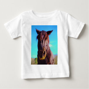Camiseta De Bebé Caballo púrpura con boca verde