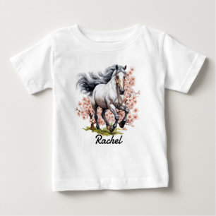 Camiseta De Bebé Caballo salvaje de Roan Azul corriendo