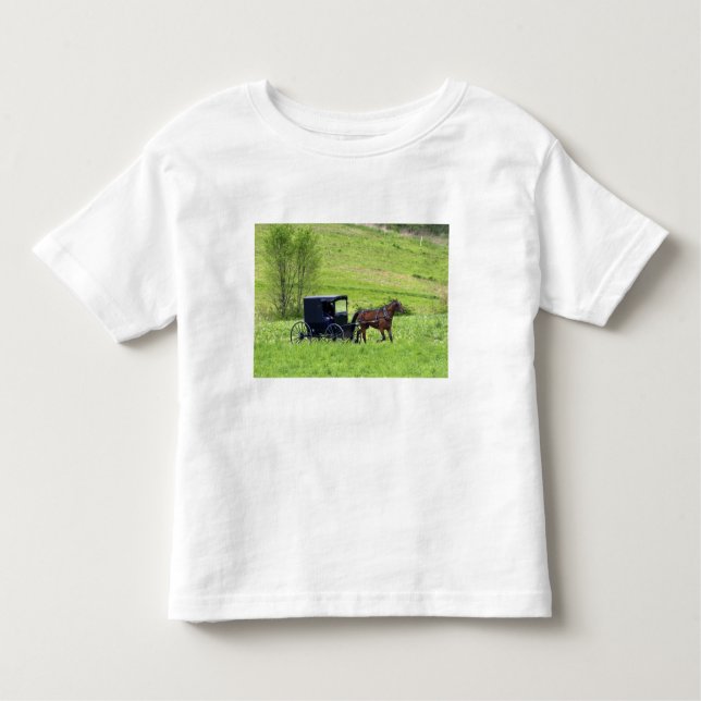 Camiseta De Bebé Caballo y buggy Amish cerca de Berlín, Ohio. (Anverso)