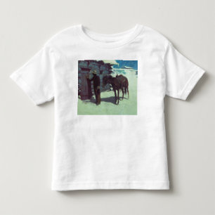 Camiseta De Bebé Caballo y vaquero en nieve invernal