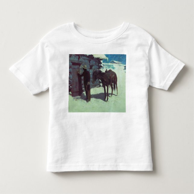 Camiseta De Bebé Caballo y vaquero en nieve invernal (Anverso)