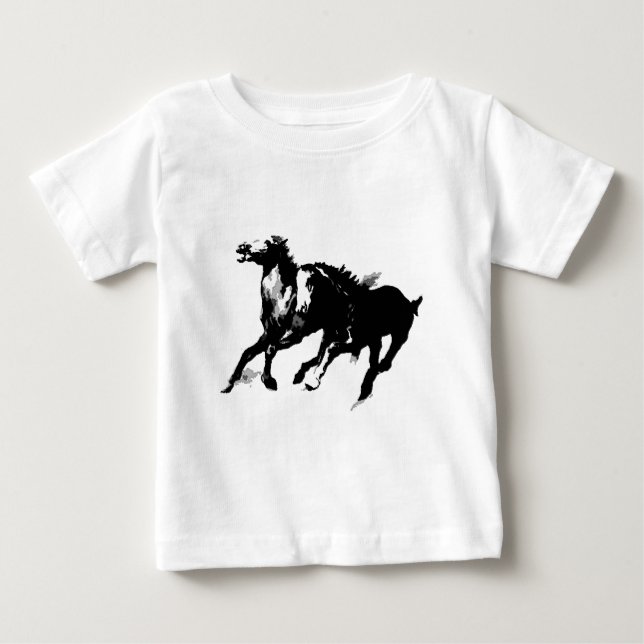 Camiseta De Bebé Caballos Corriendo (Anverso)