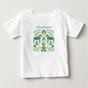Camiseta De Bebé Caballos Dala Suecos Personalizados Verde Azul
