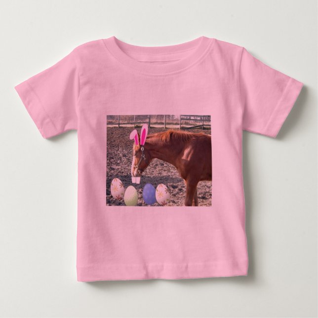 Camiseta De Bebé Caballos de castaño de Pascua (Anverso)