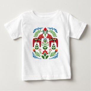 Camiseta De Bebé Caballos de dala suecos rojos
