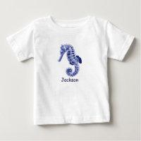 Caballos de mar azules y blancos