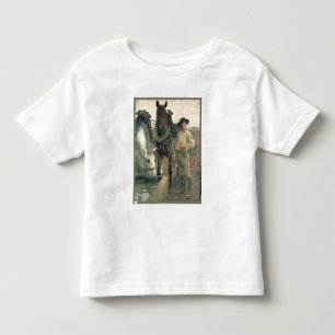 Camiseta De Bebé Caballos en el canal del agua, 1884 (aceite en