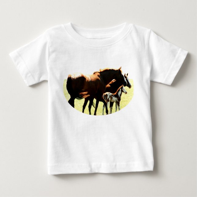 Camiseta De Bebé Caballos y Fotografía (Anverso)