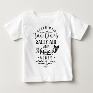 Camiseta De Bebé Cabello de playa, líneas de baño, aire salado y vi