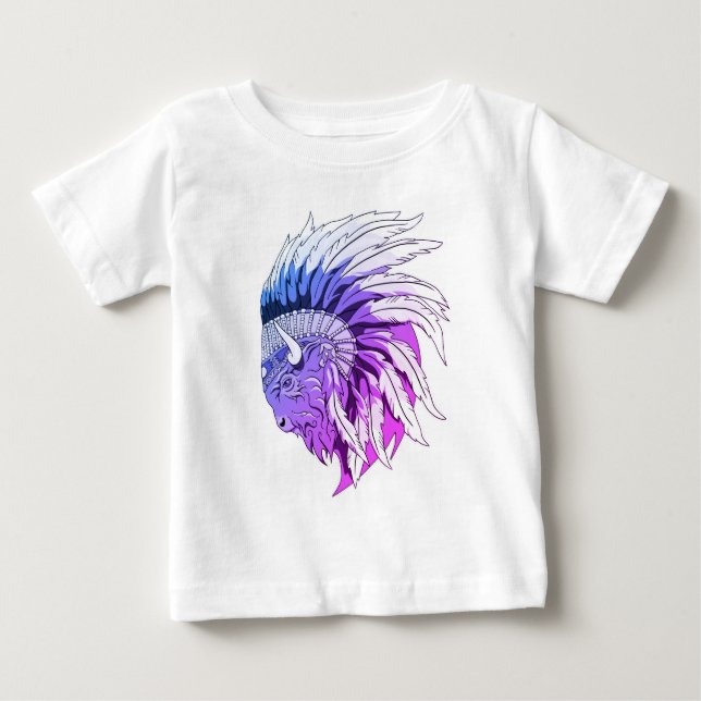 Camiseta De Bebé Cabeza de búfalo con dirección alta india (Anverso)