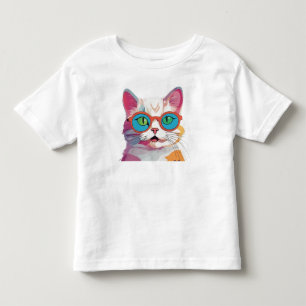 Camiseta De Bebé Cabeza De Gato Usando Gafas Clipart
