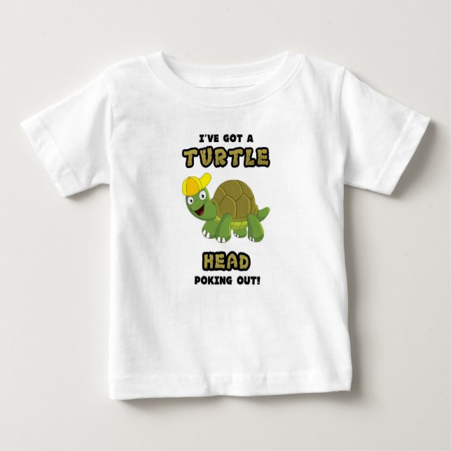 Camiseta De Bebé Cabeza de la tortuga que empuja hacia fuera (Anverso)