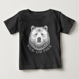 Camiseta De Bebé Cabeza De Oso, Silvestre Y Libre, Ilustracion Derr