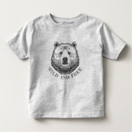 Camiseta De Bebé Cabeza De Oso, Silvestre Y Libre, Ilustracion Derr