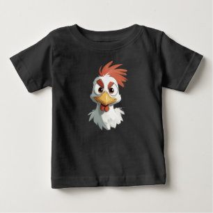 Camiseta De Bebé Cabeza de Pollo de Dibujos Animados Enojada