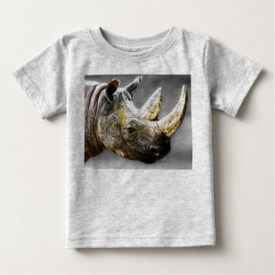 Camiseta De Bebé Cabeza del rinoceronte, pintura gris del fondo