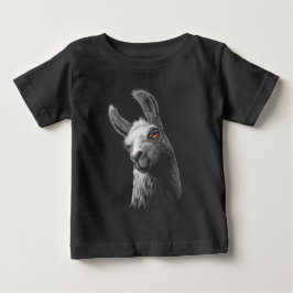 Camiseta De Bebé Cabeza retrato Llama Cute En Fondo Negro