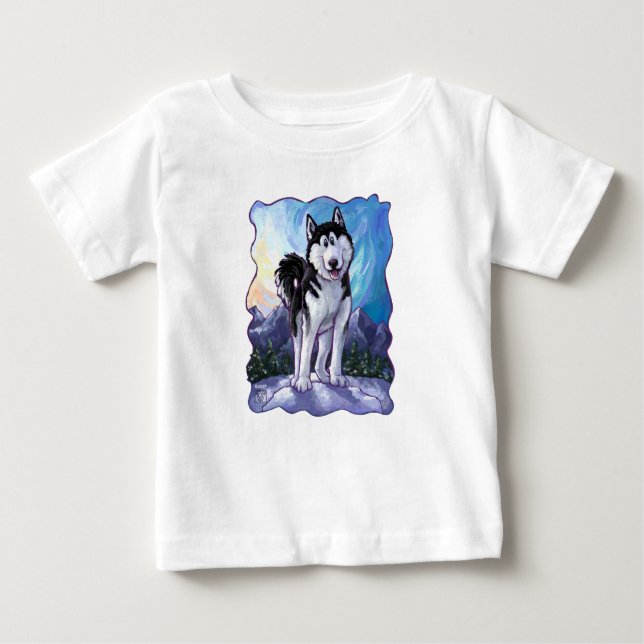 Camiseta De Bebé Cabezas y colas Husky (Anverso)