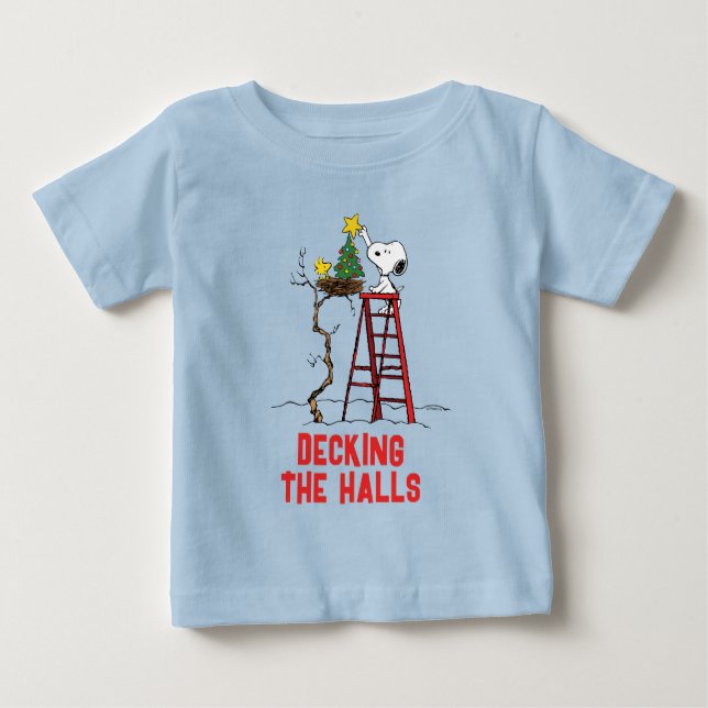 Camiseta De Bebé Cacahuetes | Árbol de Navidad Snoopy & Woodstock (Anverso)