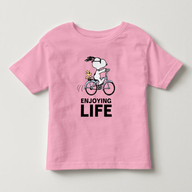 Camiseta De Bebé Cacahuetes | Bicicleta Snoopy & Woodstock (Anverso)