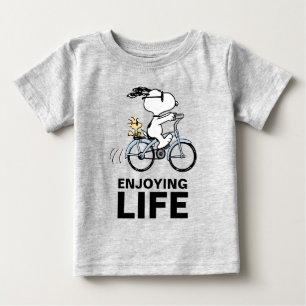 Camiseta De Bebé Cacahuetes   Bicicleta Snoopy & Woodstock