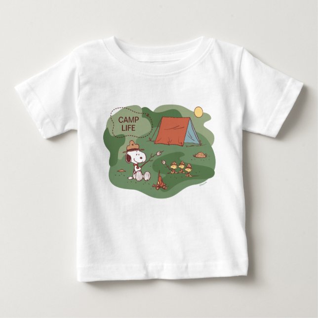 Camiseta De Bebé Cacahuetes | Camperas felices Snoopy y Woodstock (Anverso)