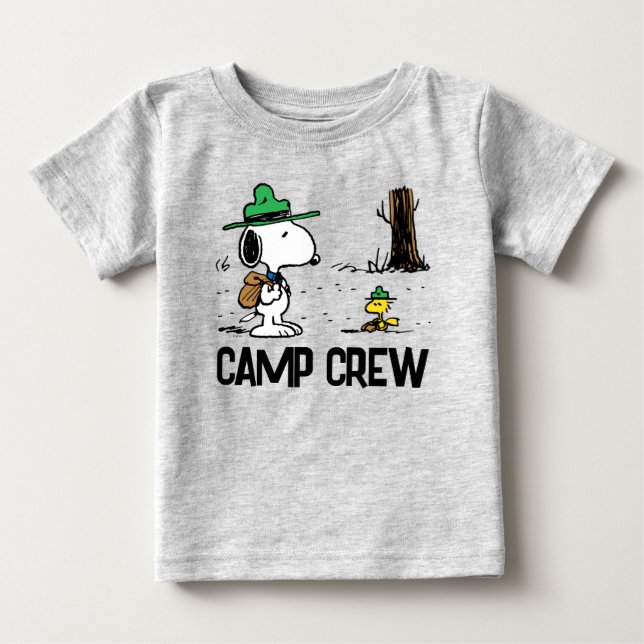 Camiseta De Bebé Cacahuetes | Camping Snoopy & Woodstock (Anverso)