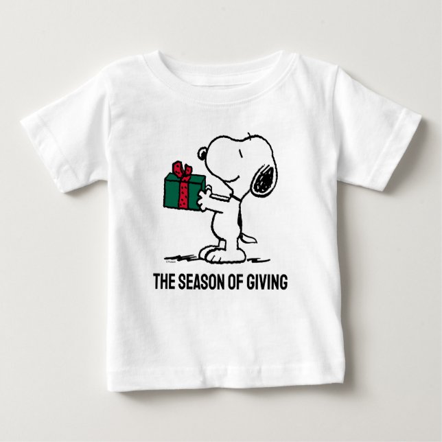Camiseta De Bebé Cacahuetes | Entrega de Navidades Snoopy (Anverso)