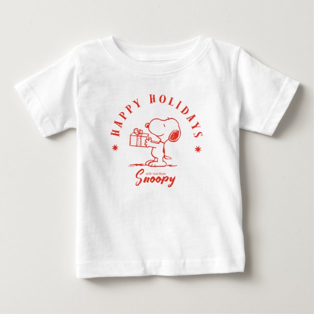 Camiseta De Bebé Cacahuetes | Felices vacaciones de Snoopy (Anverso)