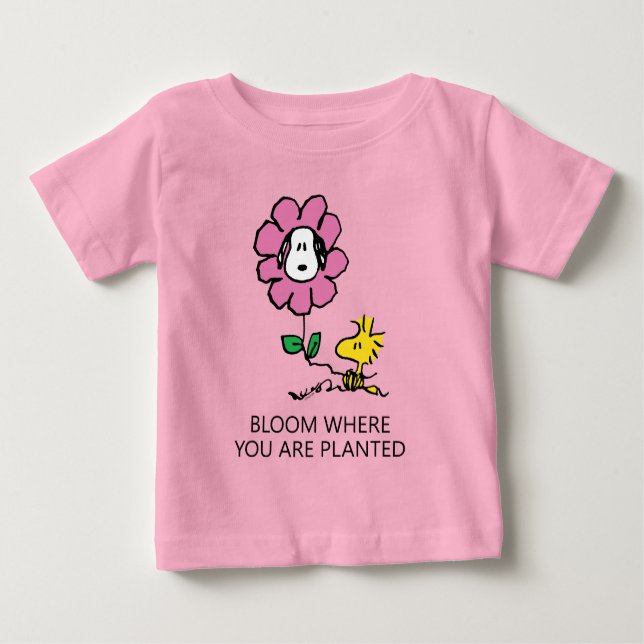 Camiseta De Bebé Cacahuetes | Flor Snoopy & Woodstock (Anverso)