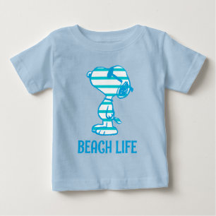 Camiseta De Bebé Cacahuetes   Gafas de sol Snoopy Cyan Stripes